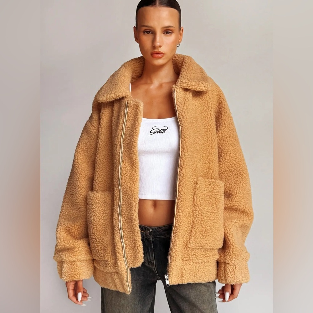 I.AM.GIA Tan Oversized Teddy Fall Jacket - Picture 2 of 14